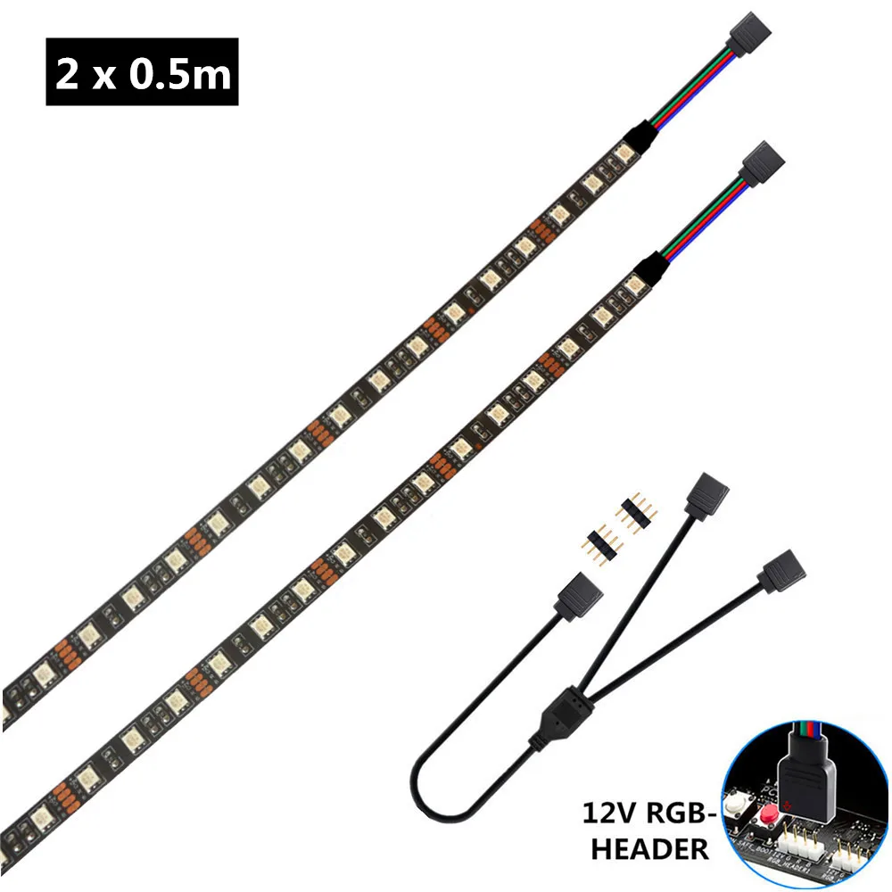 12V 5050 RGB Black LED Strip 4Pin LED Headers For PC Computer