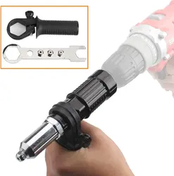 Perceuse électrique sans fil, adaptateur de pistolet à riveter professionnel, Kit d'outils à main d'écrou avec boîtier de moulage en aluminium 