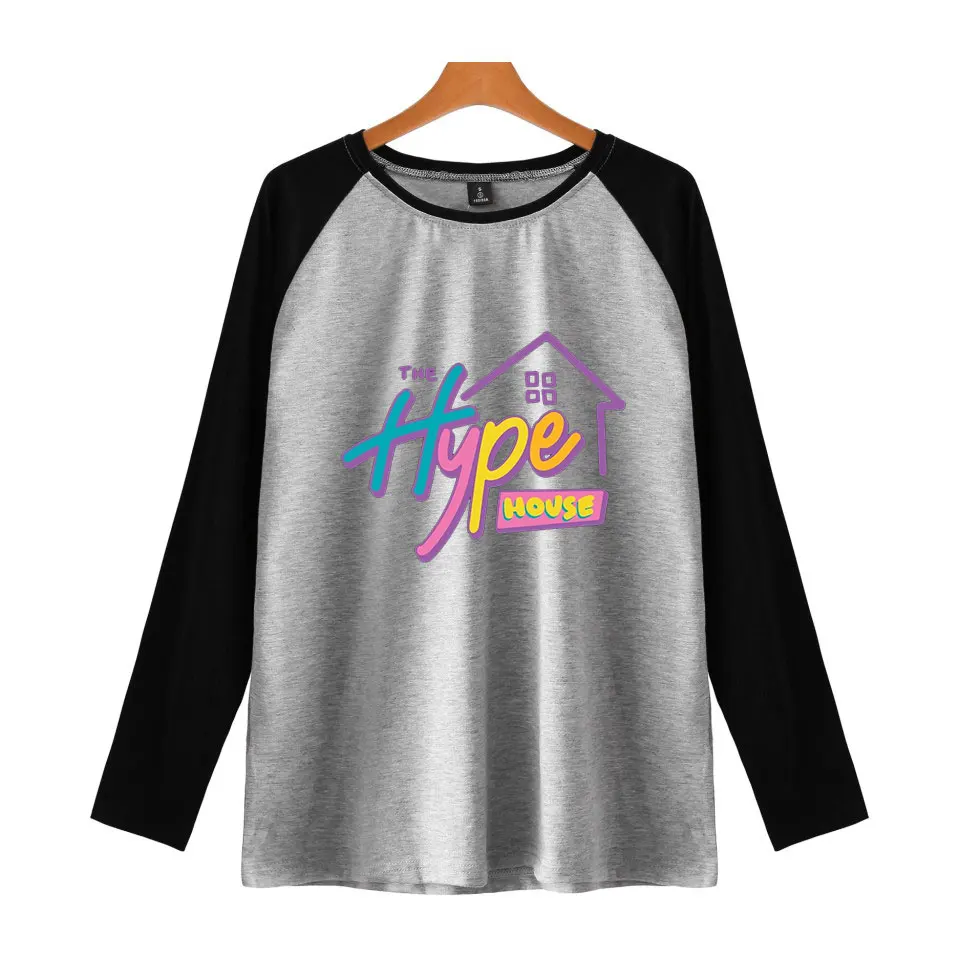 2020 Hype House Tshrit Charli Dɺmelio футболка с длинным рукавом Harajuku топы оверсайз круглым