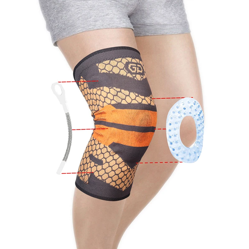 

SKDK 1PC Compression Knee Support Sleeve Protector Elastic Knee Pads Brace Springs Gym Sports Basketball Volleyball Running