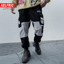 AELFRIC мужские брюки карго с несколькими карманами и принтом,, Харадзюку, хип-хоп, лоскутные брюки, джоггеры, повседневные мужские спортивные штаны, уличная одежда