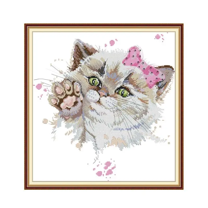 

Набор для вышивки крестиком DA473 с изображением милого кота 3, Набор для вышивки крестиком aida 14ct 11ct, Детская вышивка, рукоделие «сделай сам»
