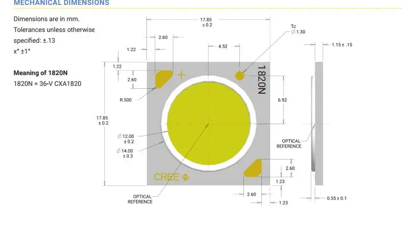 CREE CXA1820 High CRI93 40W 3000K 4000K высокомощный светодиодный COB