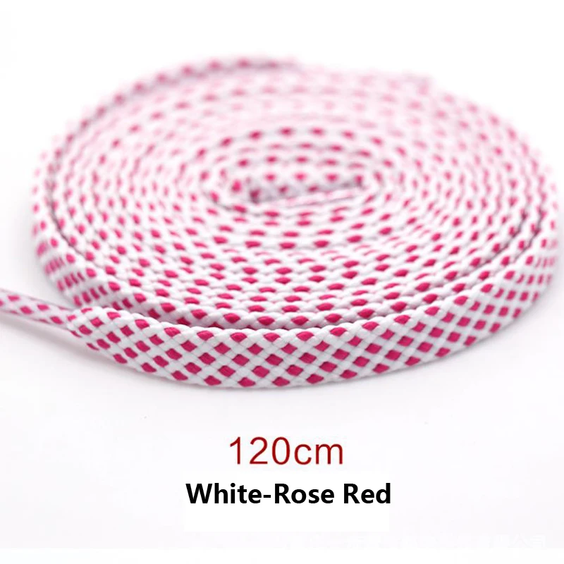 White-Rose Red Кроссовки с шнурками двухцветные шнурки для обуви повседневные для мужчин и женщин клетчатый двойной слой плоские шнурки 100/120/140 см - Цвет: White-Rose Red