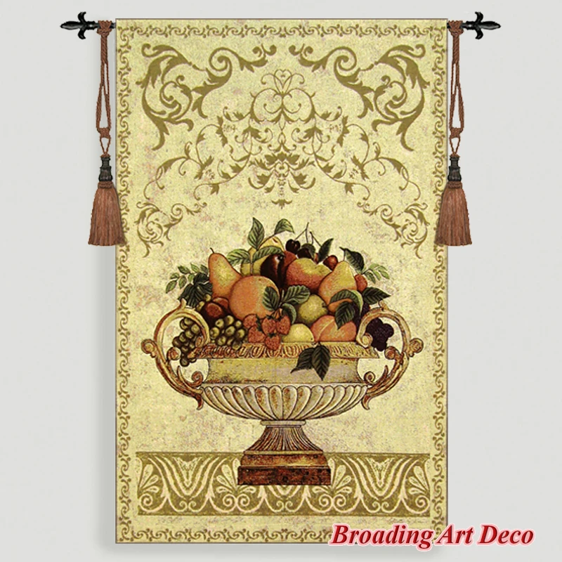 

Pot of Fruit -II Jacquard Weave Art Tapestry Wall Hanging Gobelin Home Textile Decoration Aubusson Cotton 100% Big Size 139x89cm