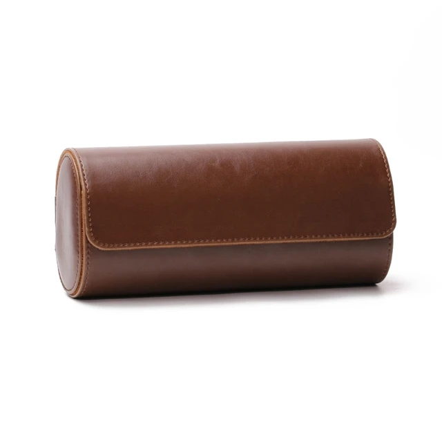 3 Slots Watch Roll Travel Case Chic Portable Vintage Leatherette Display Watch Storage Box with Slid in Out Watch Organizers A2