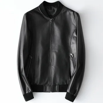 

2020 Men New Genuine Real Sheep Leather Jacket H83