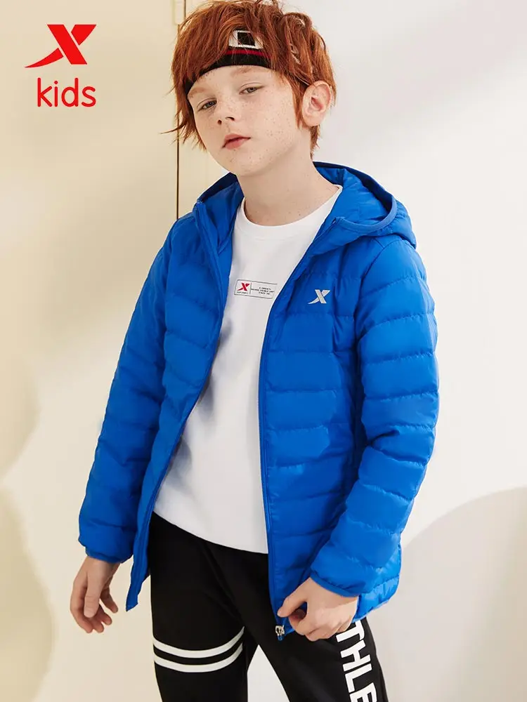 

Xtep Boy down jacket winter Warm Hooded Coats High Quality Kids Casual Light-weight Thicken Coat Solid Color 882425199502