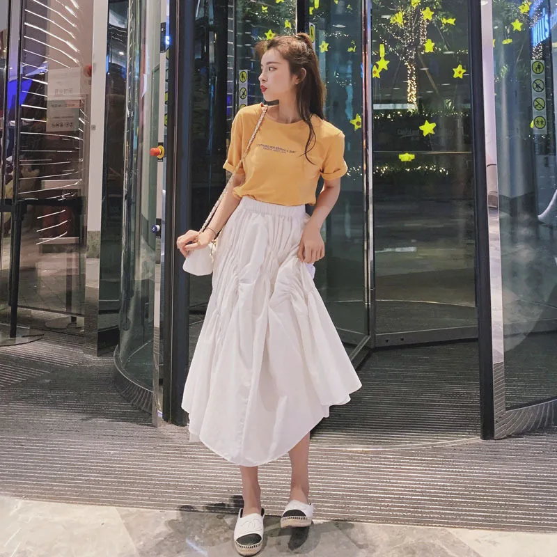 

T-shirt Skirt Set Western Style Women's Summer 2019 New Products Slimming Very Fairy of France Non-mainstream Platycodon Grandif