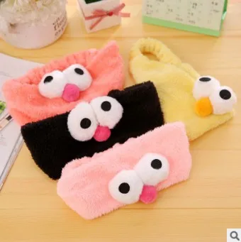60 шт./лот DIY мульти коралловый флис Мультяшные ободки большие глаза мыть лицо Эластичность резинки для волос Инструменты для укладки аксессуары HA649