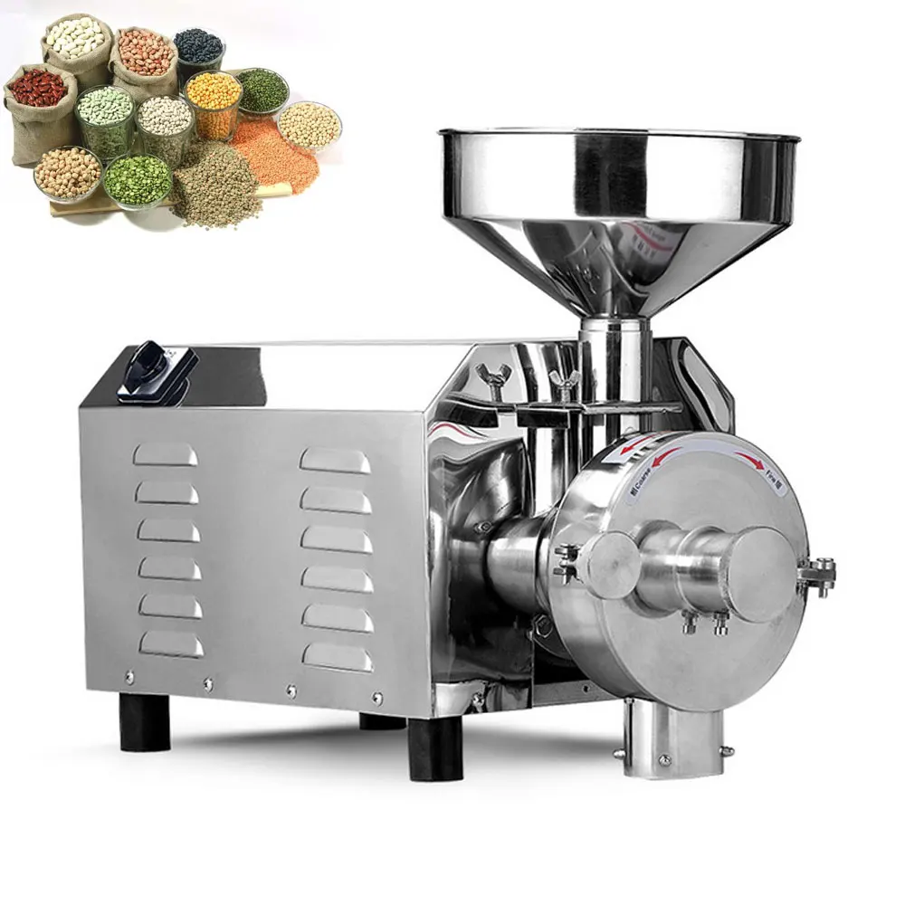 220V Grain Mill Commercial Cereal Powder Machine Electric Timing Flour Grinding 