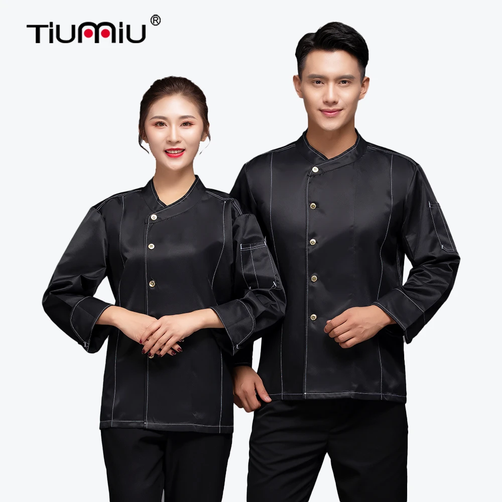 

High Quality Chef Jacket Food Service Catering Kitchen Waiter Uniform Shirts Hat Apron Unisex Long Sleeve Cook Work Clothes