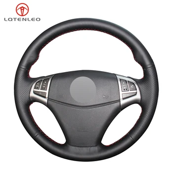 

LQTENLEO Black PU Artificial Leather Hand Sew Car Steering Wheel Cover For Ssangyong Korando 2011-2014