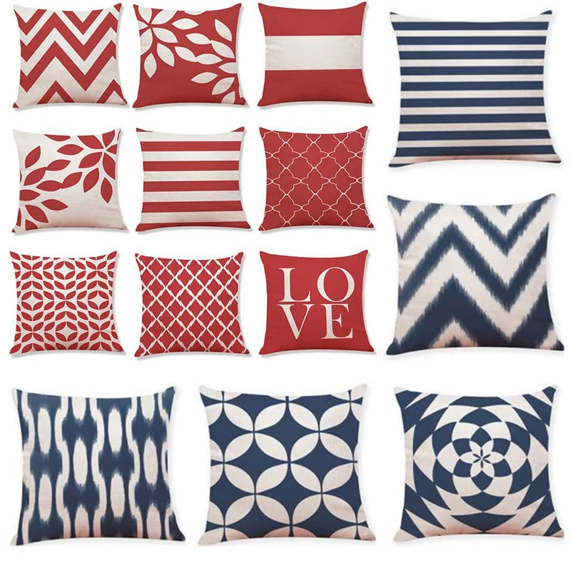 Geometric Cotton Linen Pillow Case Waist Throw Cushion Home Latest Soft Back Room Gifts single Sides Printing Pillowcase | Дом и сад