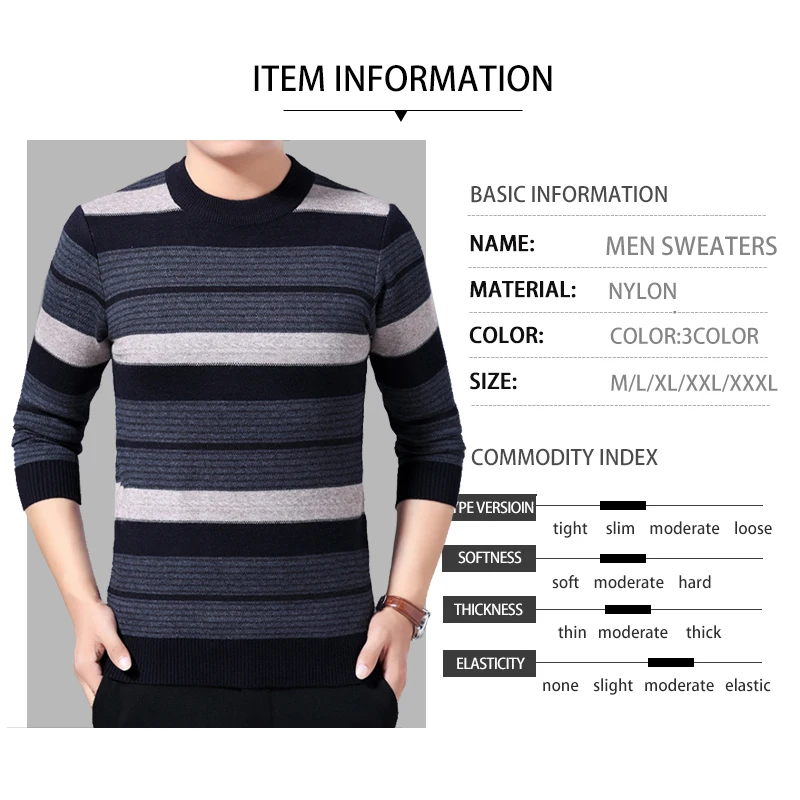 Blog Autumn Winter Sweater Pullovers O-neck Men Sweater Striped Casual Men Knitted Slim Fit Sweater Pullover Men Brand Clothing 2020