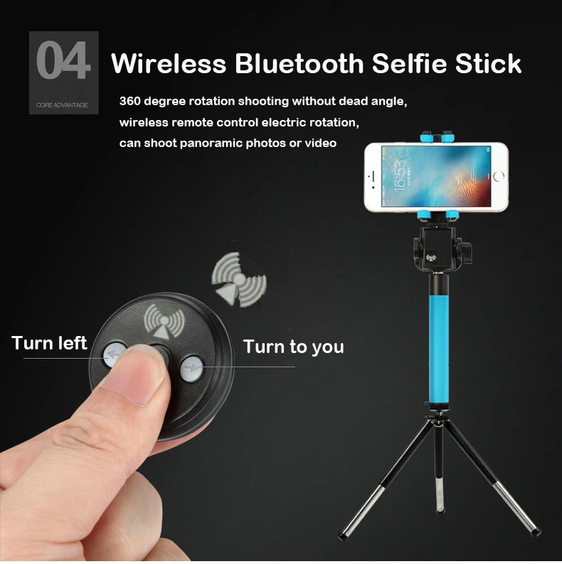Bluetooth селфи-палка, штатив, беспроводной селфи-палка, 360 градусов, Панорамное вращение, выдвижной монопод для iPhone 11, Xiaomi, huawei