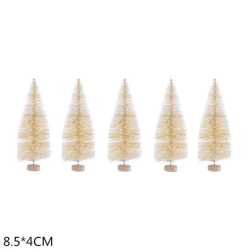 8.5cm-beige 5 шт. 5-16 см сизалевое волокно Мини Рождественская елка Снежный Мороз сосна DIY ремесло Рождественская вечеринка украшение стола рождественские украшения - Цвет: 8.5cm-beige