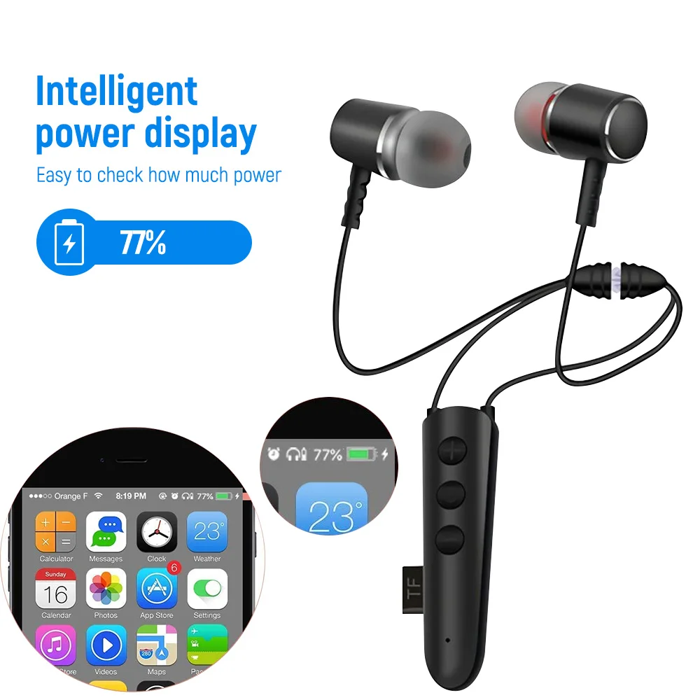 Magnet Hanging Neck Bluetooth Earphone Wireless Earbuds Double Stereo Music Headphone Support TF Card For iPhone 12 Xiaomi AT