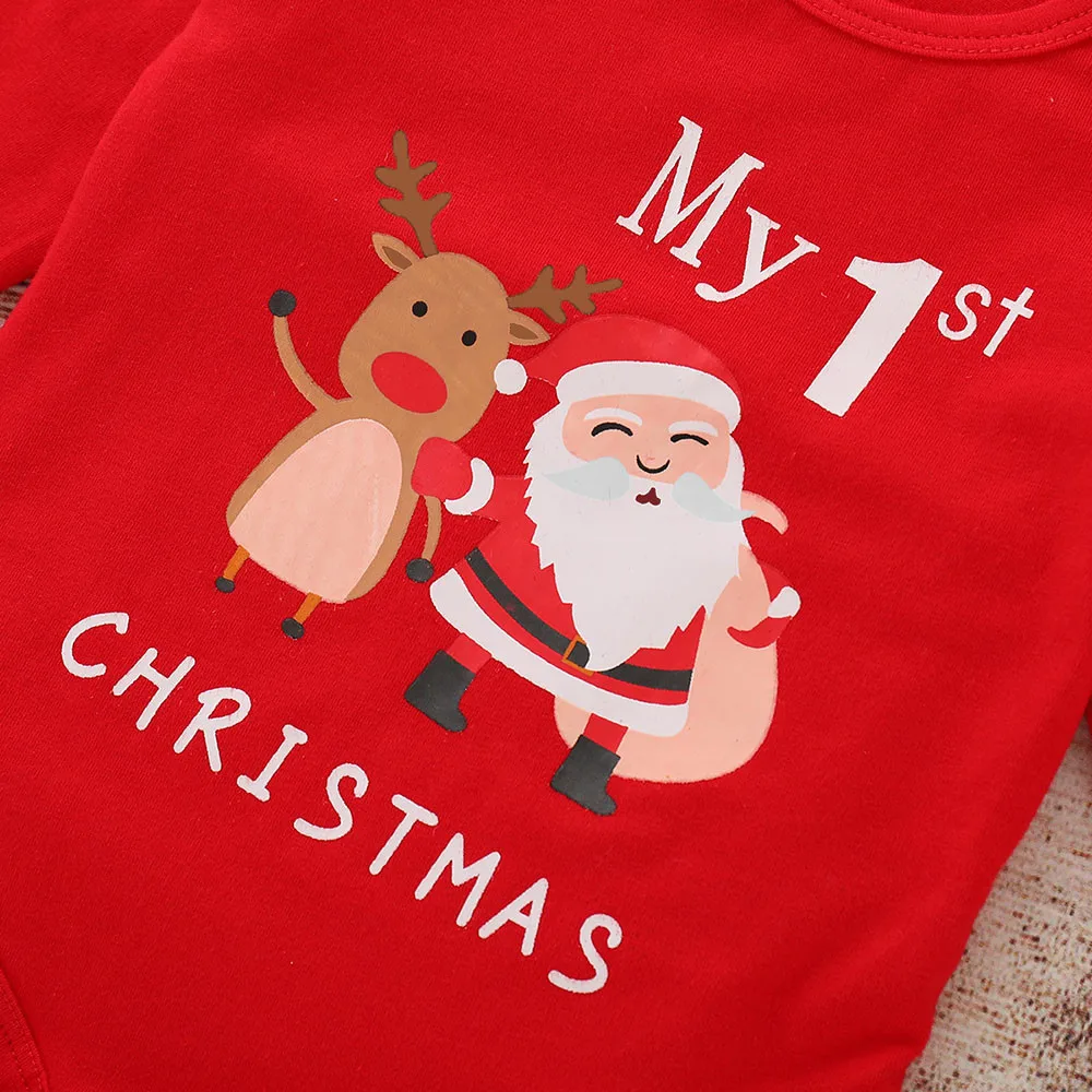 Рождественские наряды для маленьких детей комбинезон в рождественском стиле комбинезон с длинными рукавами и буквенным принтом для мальчиков и девочек одежда унисекс для новорожденных