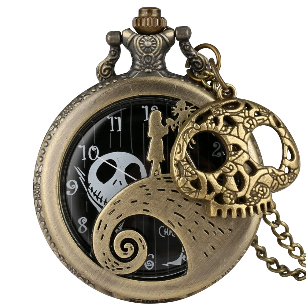 Ретро бронзовые кварцевые карманные часы с черепом аксессуар Аналоговые часы ожерелье в стиле стимпанк Fob часы Мужские Женские подарки - Цвет: style 2