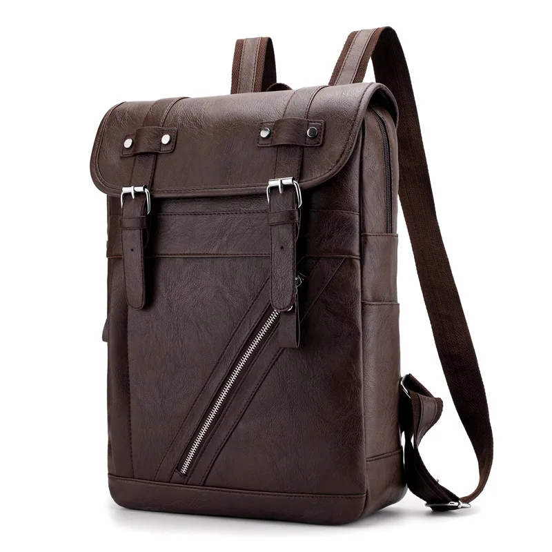 Школьные сумки от кражи mochila hombre, водонепроницаемые, для путешествий, в винтажном стиле, для ноутбука, черный кожаный рюкзак для мужчин, дизайнерские, повседневные, sac a dos - Цвет: Coffee Backpack