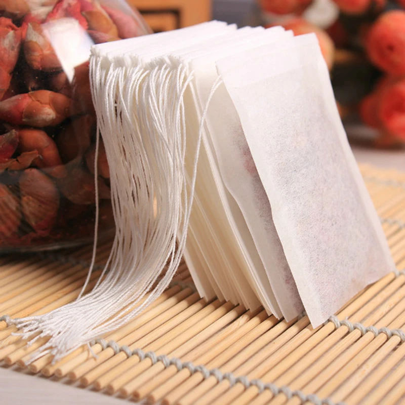 

100x non-woven Empty Teabags String Heat Seal Mesh Filter Paper Herb Tea Bag New