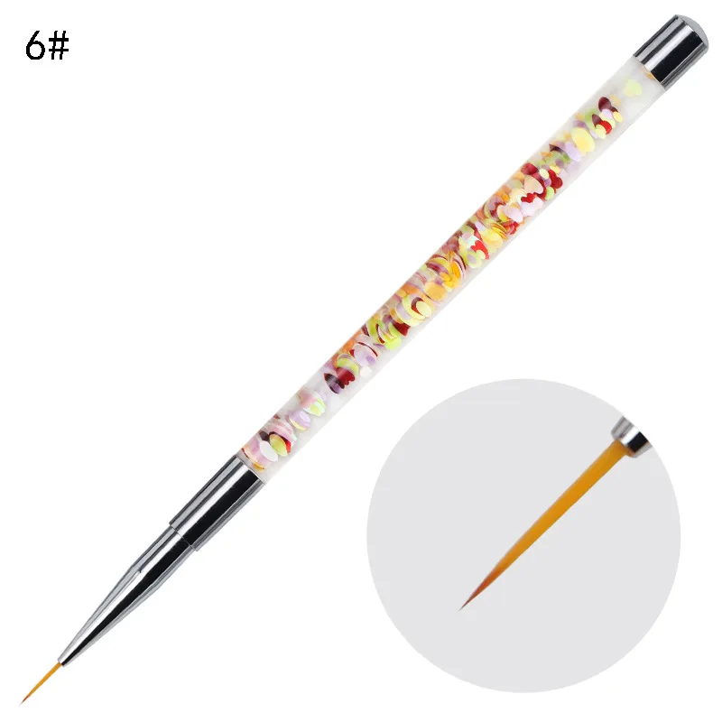 

1pc nail brush colorful glitter brush handle UV Gel Polish Nails Tips Dotting Lining Painting Pen 3D Manicure Gradient Brushes