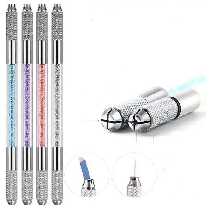 

200pcs Manual Double Crystal Acrylic Tattoo Pen Microblading Permanent makeup Eyebrow Tools 2 usage SN262