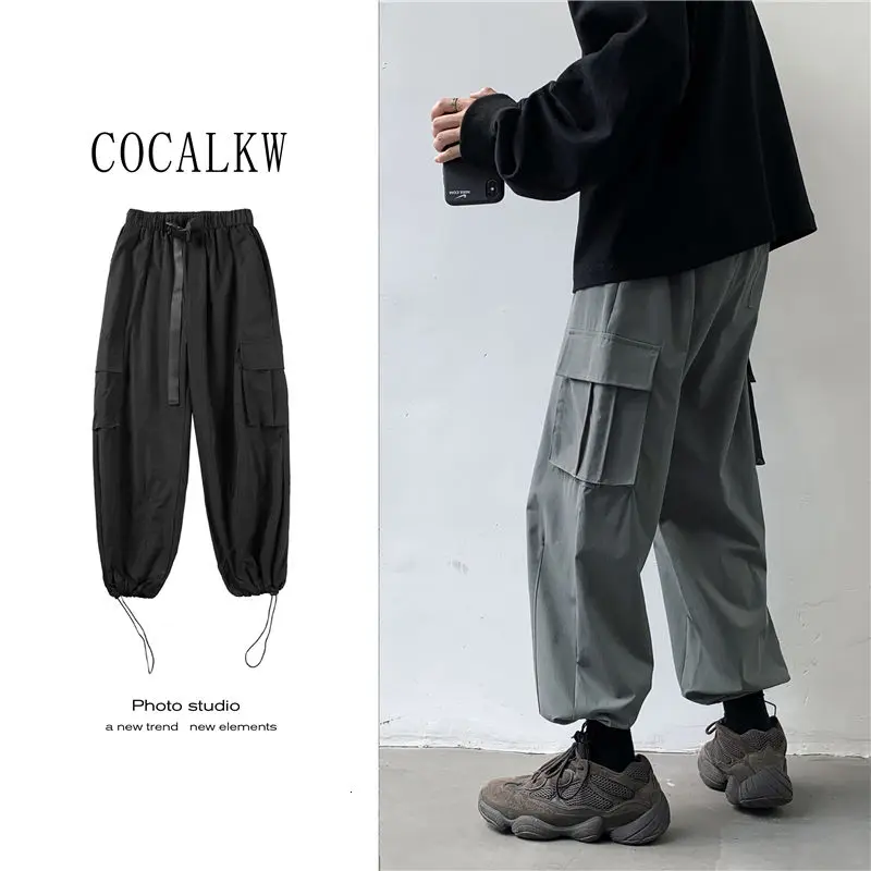

Autumn Cargo Pants Men's Fashion Solid Color Casual Multi-pocket Overalls Men Streetwear Loose Hip-hop Straight Trousers Mens