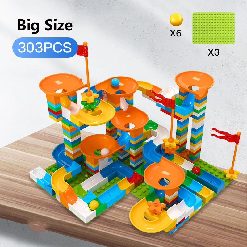 Marble Racing Run Blocks совместим с Duplo Воронка скользящая игрушка для детей DIY сборка