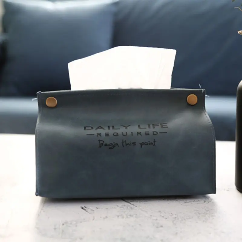 

Nordic Style Letters Faux Leather Tissue Cover Box Rectangular Paper Container