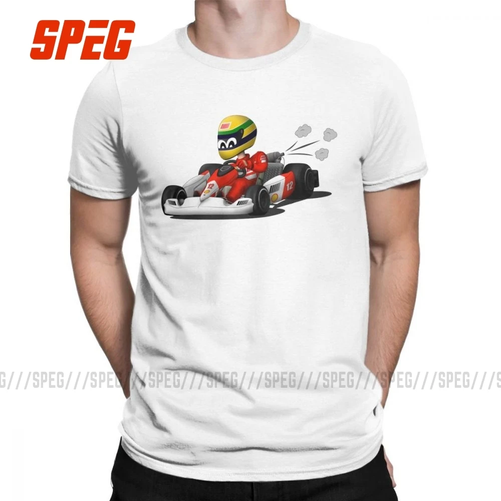 Ayrton Senna MP-488 картинга мультфильм #12 Мужская футболка Забавные футболки короткий