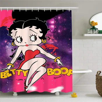 

Custom Betty Boop Waterproof Washable Shower Curtains Galaxy Love Print Girls Bathroom Decor Bath Curtain Polyester Screen