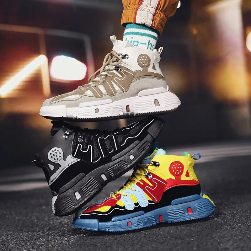 

Basketball Shoes Men's Autumn Breathable High-top Board Shoe Men's Korean-style Trend Versatile Students Casual Fly Netting Surf