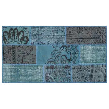 

Handmade Blue Vintage Overdyed Patchwork Area Rug 080x150 Cm-2'7''X4'11''