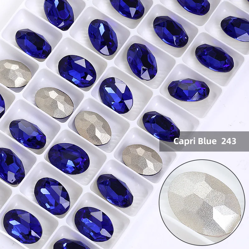 Shining Oval Crystal Strass AB Color K9 Glass Rhinestone for Jewelry Craft Glue on Clothes Decoration Loose Rhinestone Crystals 