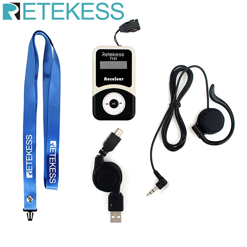 

Retekess T131 Wireless Receiver + Earpiece for Tour Guide system Simultaneous Translation Interpretation Teaching Meeting Church