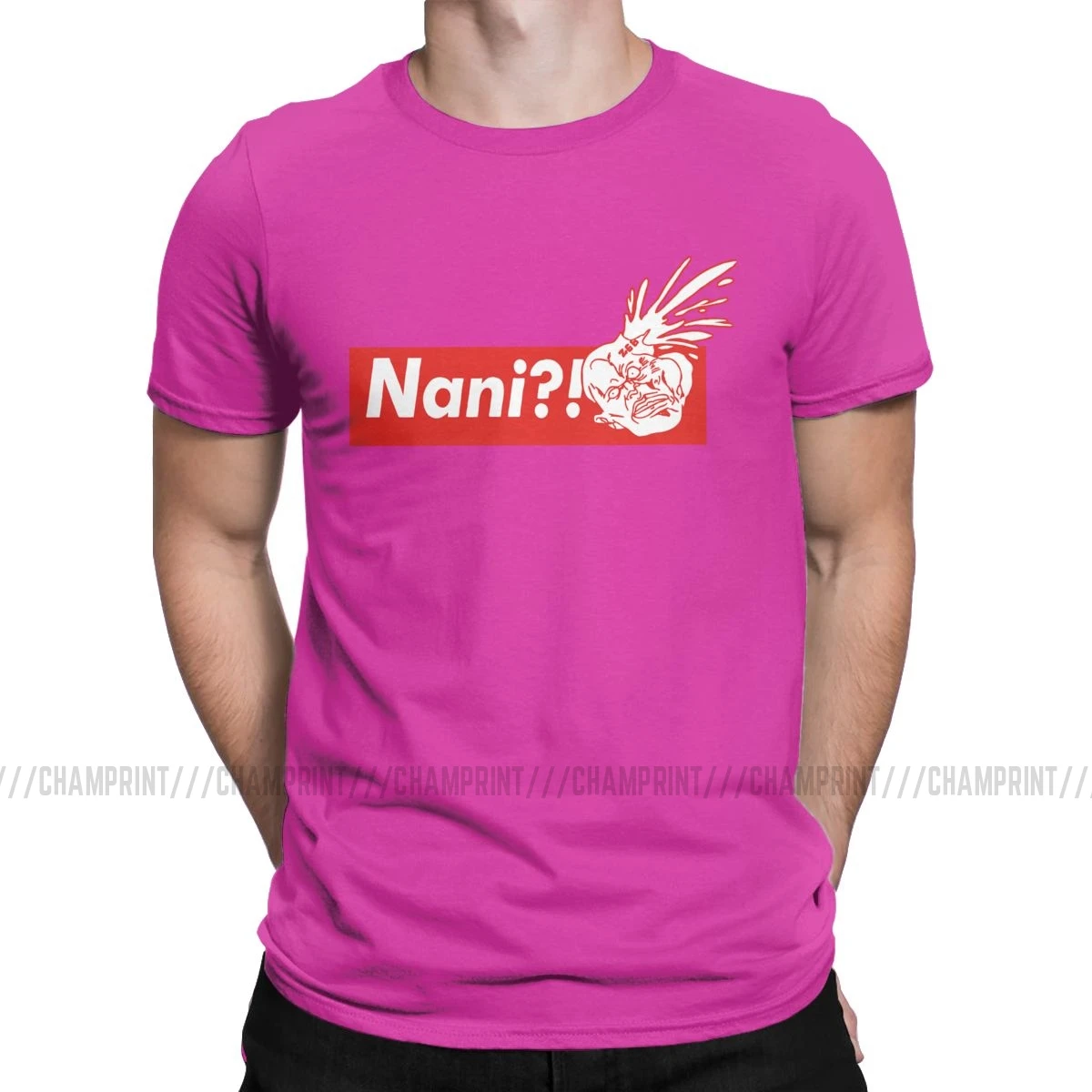Nani Hokuto No Ken Kenshiro, футболка, мужская, хлопок, винтажные футболки, Fist of the North Star, футболка, короткий рукав, одежда - Цвет: Фуксия