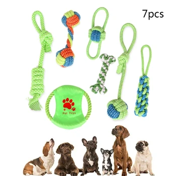 

Dog Rope Toy Puppy Braided Rope Toys Set Pet Dog Teeth Cleaning Gift Chew Durable Interactive Cotton Toys Chewer for Dog Playing