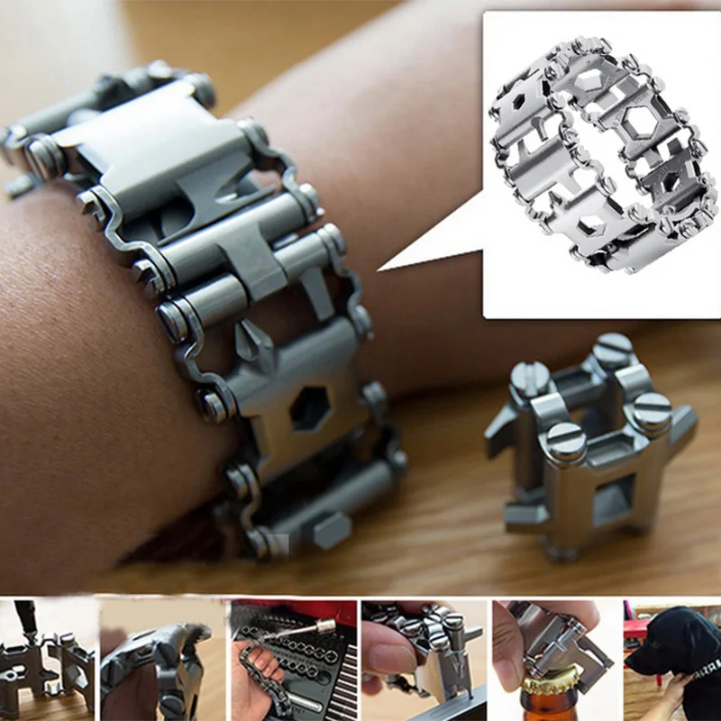 

Multi-Tools Bracelet 29-in-1 Multifunction Tool Stainless Steel Bracelet Screwdriver Opener Wrench JT-Drop Ship