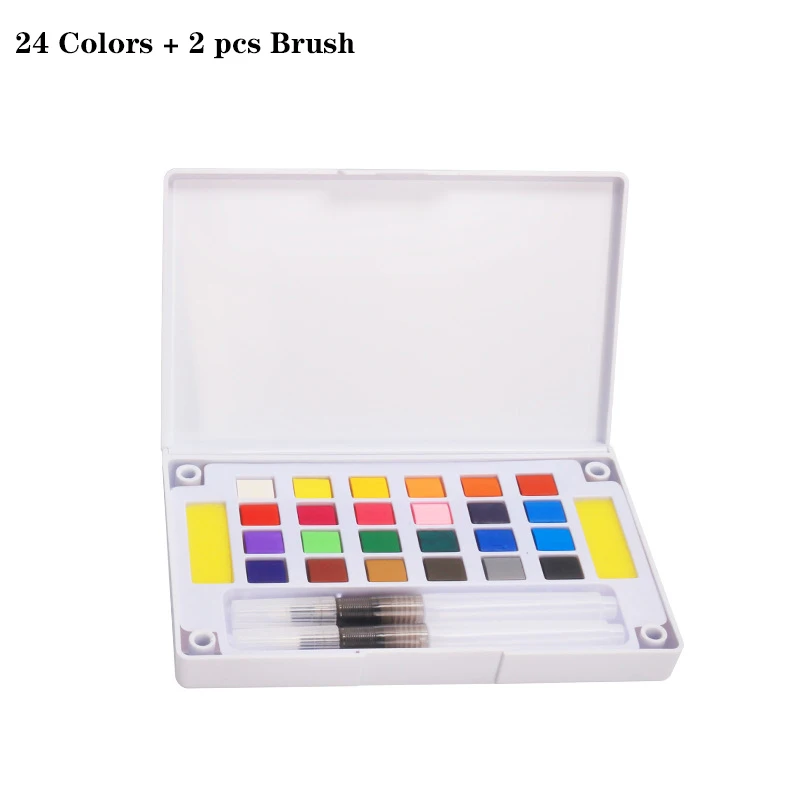 Yoogione качественный твердый пигмент акварельный набор красок с водным цветом портативная Кисть ручка для профессиональной живописи товары для рукоделия - Цвет: 24 Colors Set