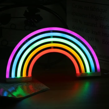 

Cute Rainbow Neon Sign LED Rainbow Night Light PVC Neon Light Wedding Decoration Kids Room Table Desk Night Lamp Home Wall Decor