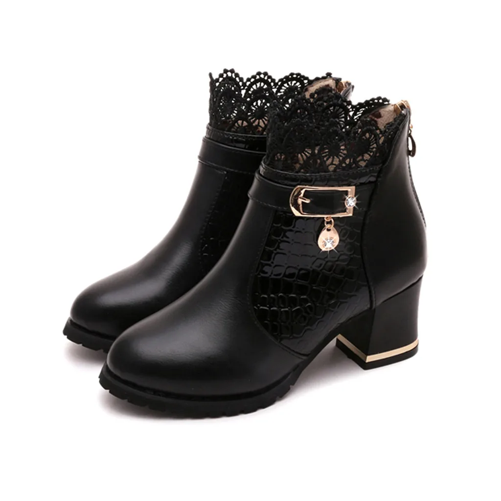 

SAGACE Leather Booties Shoes Women Sexy Lace High Heel Ankle Boots Heels High Quality Ladies Ankle Boots Casual Short Boots