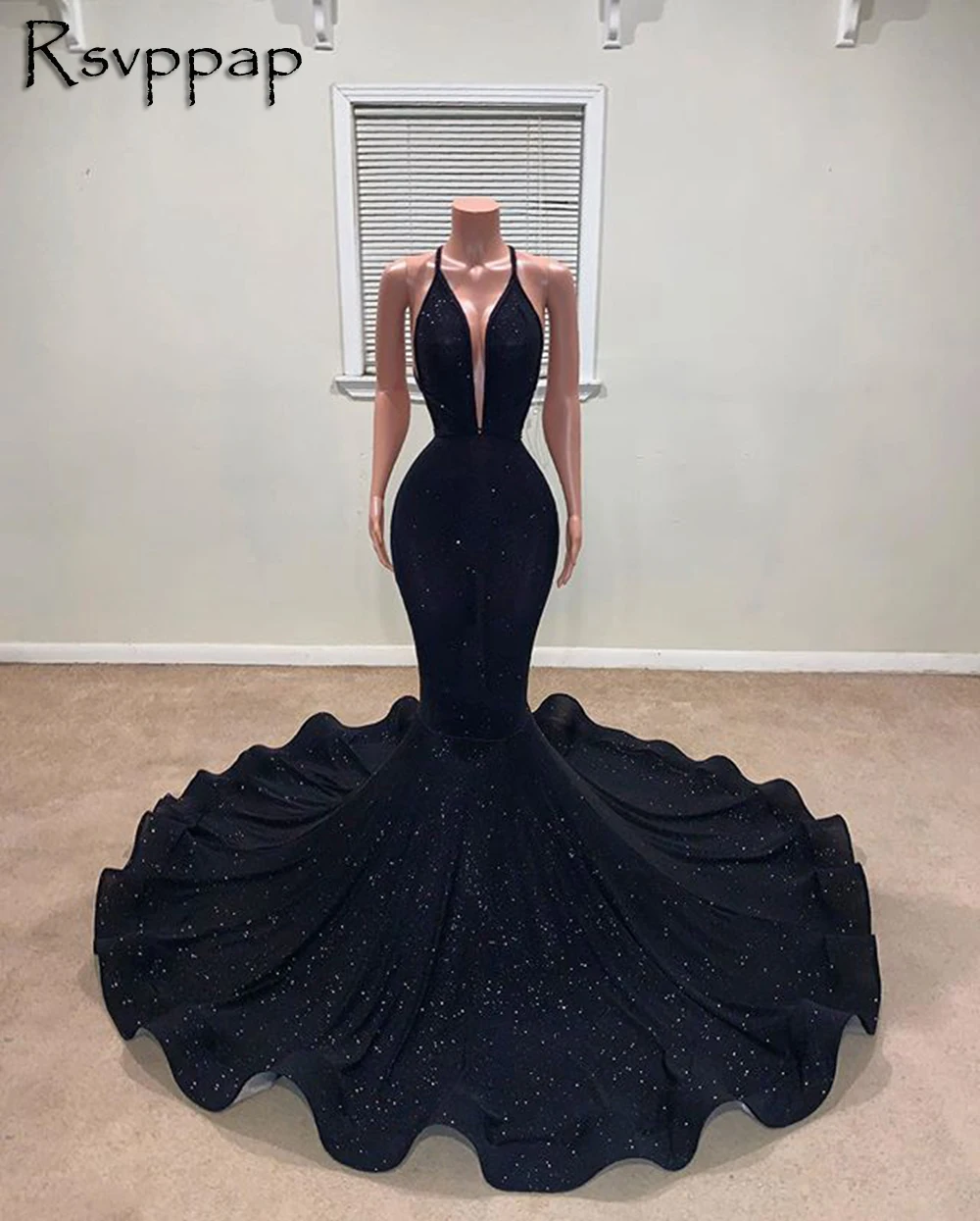 windsor prom dresses Long Prom Dresses 2022 Sexy Mermaid Deep V-neck Sleeveless African Girl Black Prom Dress With Train burgundy prom dresses