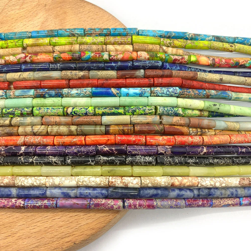 1 Strand Tube Shaped Natural Seminatural Semiprecious Stone Loose Beads Strand 22 Colors Diy