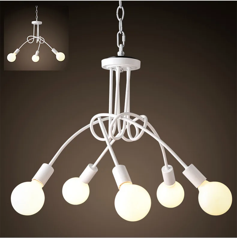 

Mordern Nordic Retro White/black Matte Painting Light Chandelier Vintage Loft E27 Luminaire Lamparas Ceiling Lamp Fixture Light
