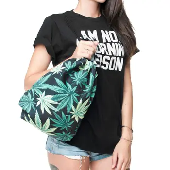 

2020 Portable Drawstring Backpack Leaf Print Shopping Bags Travel Hiking Daypack