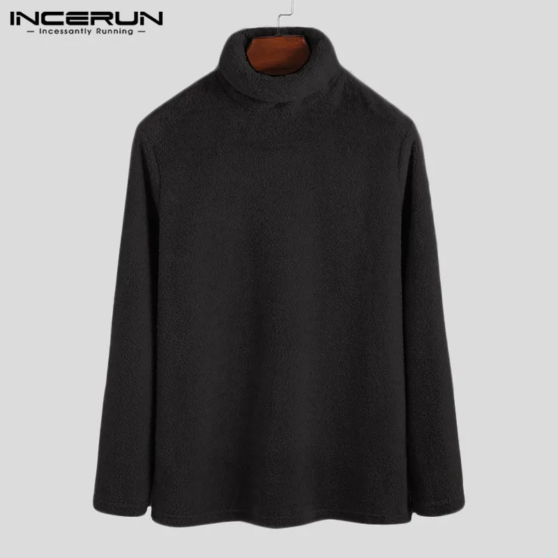 INCERIN Winter Men Sweater Turtleneck Fake Mink Cashmere Streetwear Jumper Long Sleeve Fashion Warm Chic Men Pullover 2019 S-5XL