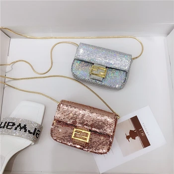 

Sequins Shoulder Bags Mini Flap Women Luxury Pink White Handbags Small Chain Evening Crossbody Bags Purses 2020 New Ladies Gift