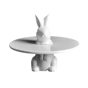 

1pc Cake Stand Creative Ceramic Rabbit Round Cake Decor Rack Plate Stand Tray for Afternoon Tea Birthday Wedding